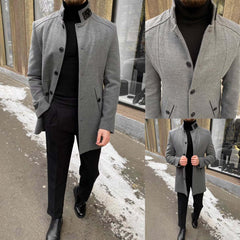 Collar Button Style Casual Winter Fleece Coat. MWJ-409