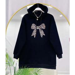 Bow Printed Pull-Over Casual Hoodie For Winter's.