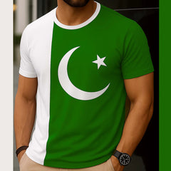 Side Panel Flag Style R-Neck Half Sleeve Azadi Tshirt. D-37