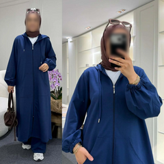 Long Zipper Hoodie Style 2-Pcs Winter Track-Suit. WWTS-55