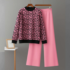 Zig-Zig Puzzle Printed Premium Quality Winter 2-Pcs Tracksuit For Her. WWTS-06