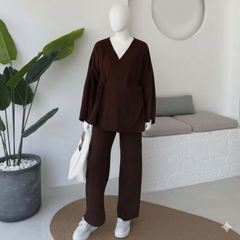 Overlap Gown Style 3-Pcs Winter Co-Ord Set. WWTS-24