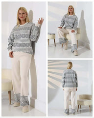 Vintage Printed Sweat-Style Premium Quality Winter 2-Pcs Tracksuit For Her. WWTS-44