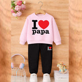 I Love PAPA Kids Sweat Style 2-Pcs Winter Tracksuit. KWTS-02