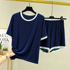 Contrast-Tape Short Style 2-Pcs Summer Launge & Night Wear Suit. WLW-04