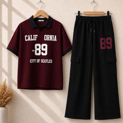 Cali-89 Collar Cargo Style Western 2-Pcs Summer Tracksuit For Her. WSTS-05 V2