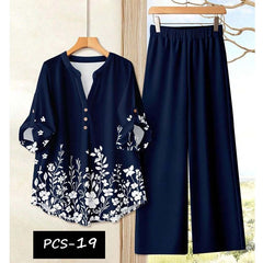 Binara Printed Western Shirt Style 2-Pcs Stiched Co-Ord Set. PCS-19