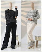 Vintage Printed Sweat-Style Premium Quality Winter 2-Pcs Tracksuit For Her. WWTS-44