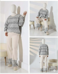Vintage Printed Sweat-Style Premium Quality Winter 2-Pcs Tracksuit For Her. WWTS-44