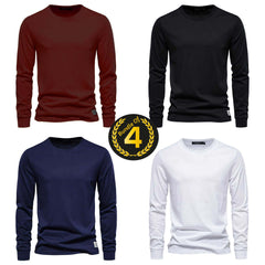 Bundle Of 4 Sweat-Style O-Neck PL Full Sleeve Tshirt For Summer's.