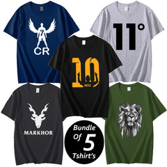 Bundle Of 5 R-Neck Half Sleeve Different Full-Printed Summer Tshirt's. Deal-04