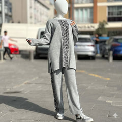 Centre-Puzzle Printed Premium Quality Winter 2-Pcs Tracksuit For Her. WWTS-22