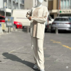 Centre-Puzzle Printed Premium Quality Winter 2-Pcs Tracksuit For Her. WWTS-22