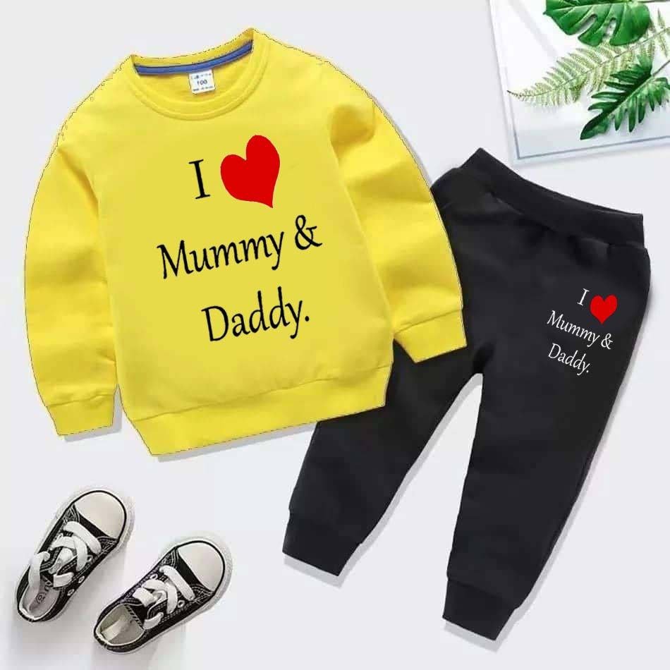 Kids Printed I love Mummy and Daddy Sweat-Shirt Style Track-Suit.