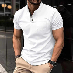 White Ben Collar Pocket Style Summer Tshirt MSDTS-05