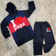 Kids I Love Papa Pull Over Printed Pull-Over Hoodie Style Track-Suit.