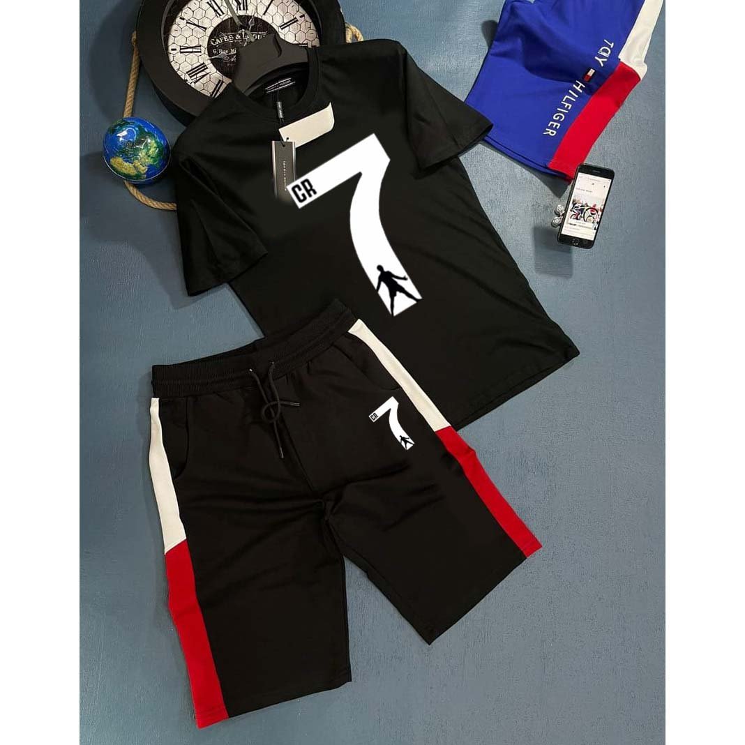 CR7 Panel Style Premium Quality 2-Pcs Summer Suit.