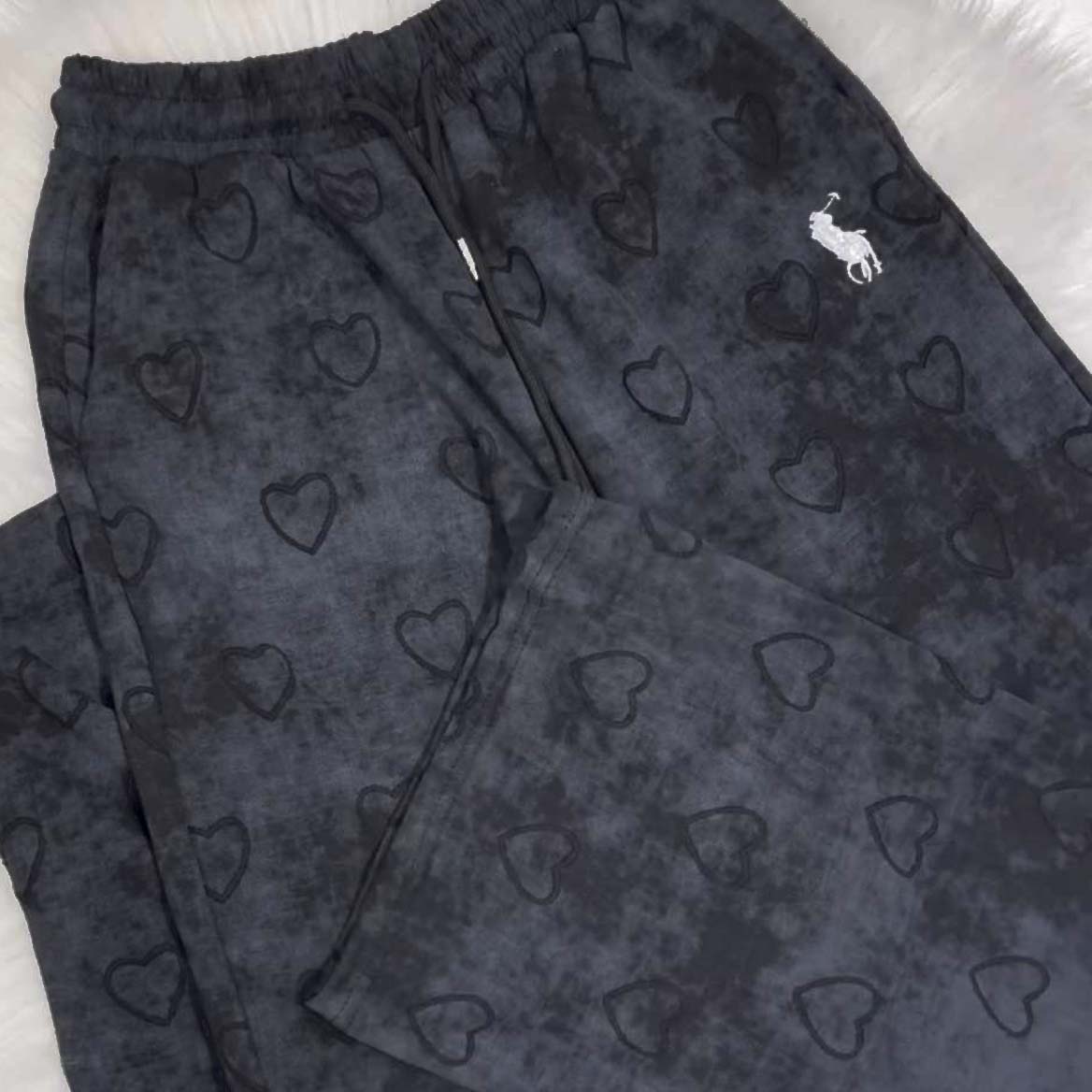 Heart Textured Horse Logo Printed Style Western 2-Pcs Summer Tracksuit For Her. WSTS-08