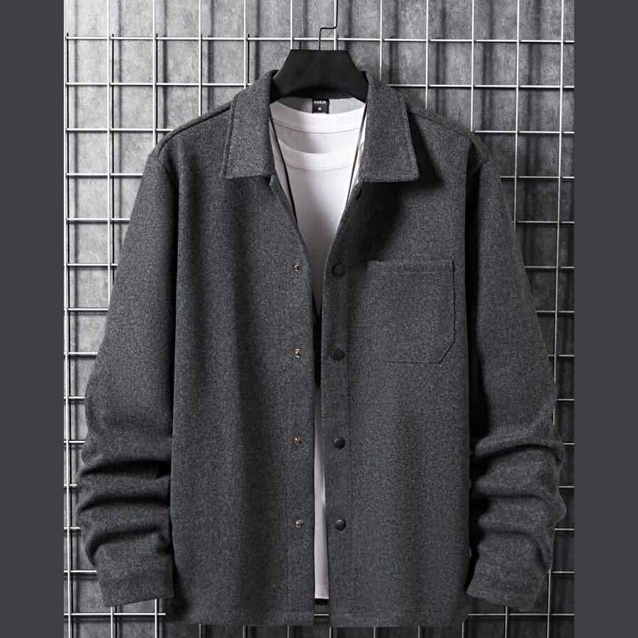 Double Pocket Collar Style Casual Fleece Winter Button Jacket D-3.
