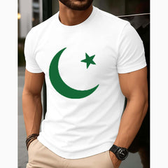 White CT Printed R-Neck Half Sleeve Azadi Tshirt.