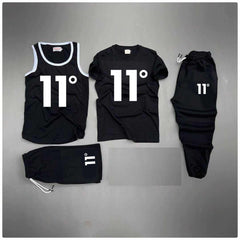 Black 11-Degree Printed Bundle Of 4 Dry-Fit Complete Summer Deal.