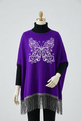 Butterfly Printed Bat-Wing Style Viscose Poncho.