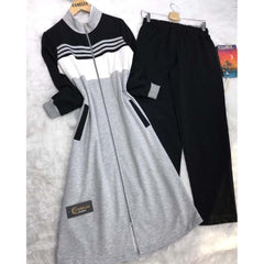 Stripe Style Patch-Work Long Winter Tracksuit.