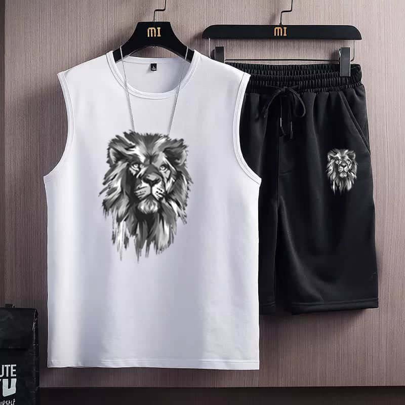 Sleeveless Tshirt Style 2-Pcs Summer Suit.