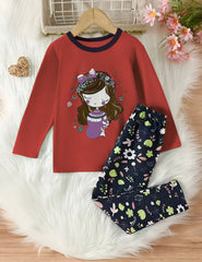 Red Barbie Printed Girls KIdsWear
