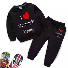 Kids Printed I love Mummy and Daddy Sweat-Shirt Style Track-Suit.