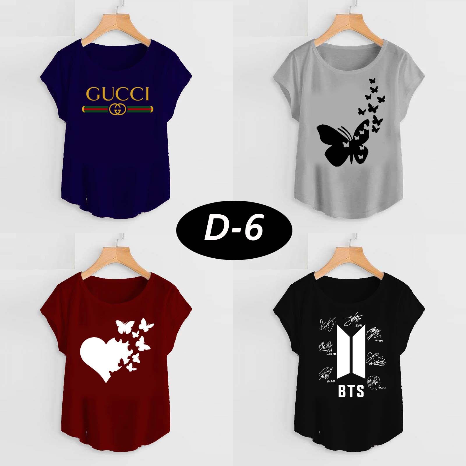 Bundle Of 4 Funky Cap-Sleeve Printed Tshirt's For Her.