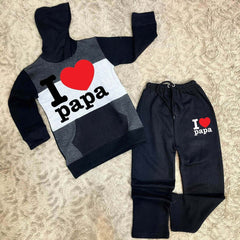 Kids I Love Papa Pull Over Printed Pull-Over Hoodie Style Track-Suit.