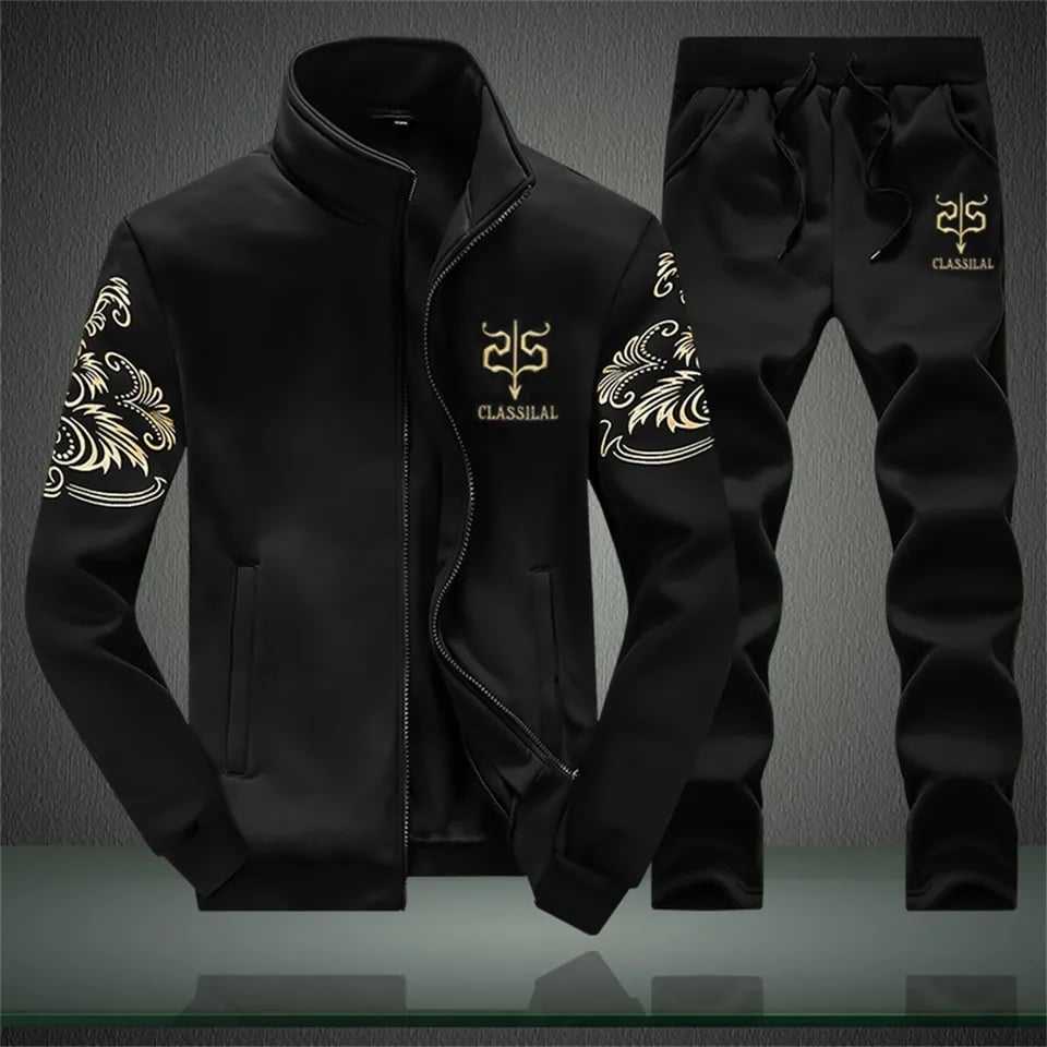 Classilal Golden Printed 2-Pcs Winter Tracksuit.