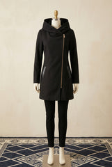 Leather Pocket Style Side Zip Long Winter Hoodie.