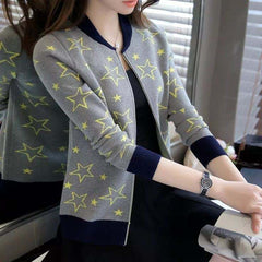 Star Printed Winter Zipper Jacket.
