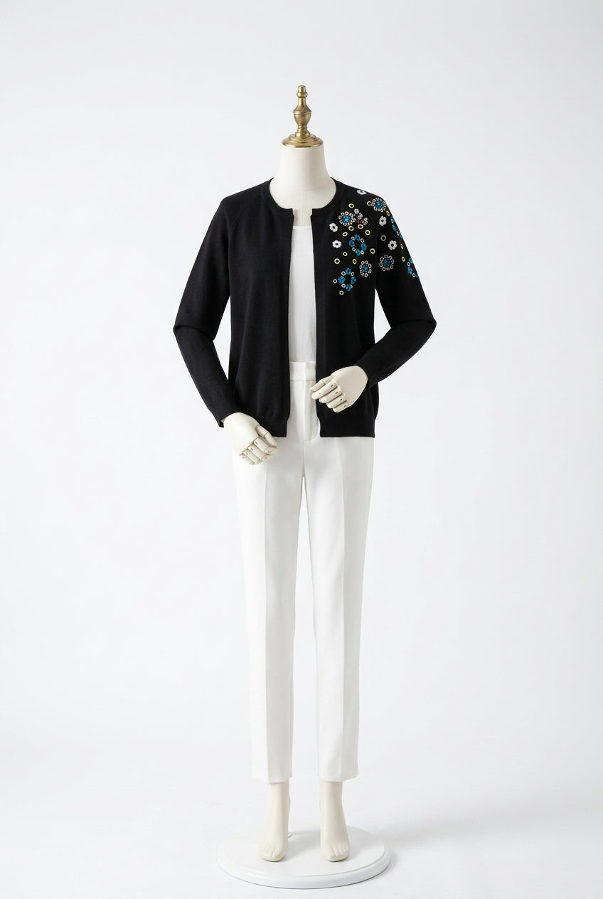 Sleeves Flower Printed Winter Zipper Jacket.