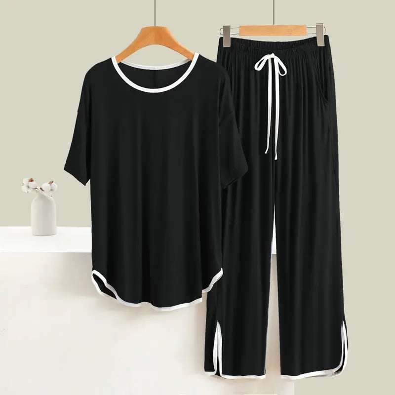 Round Hem Contrast Neck F-Sleeve Printed Lounge And Night Wear Suit. WLW-02