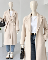 Classic Noir Belted Coat. wwc1