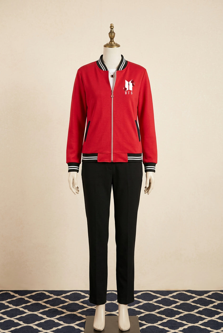 BTS Flower Baseball Winter Zipper Jacket For Her.