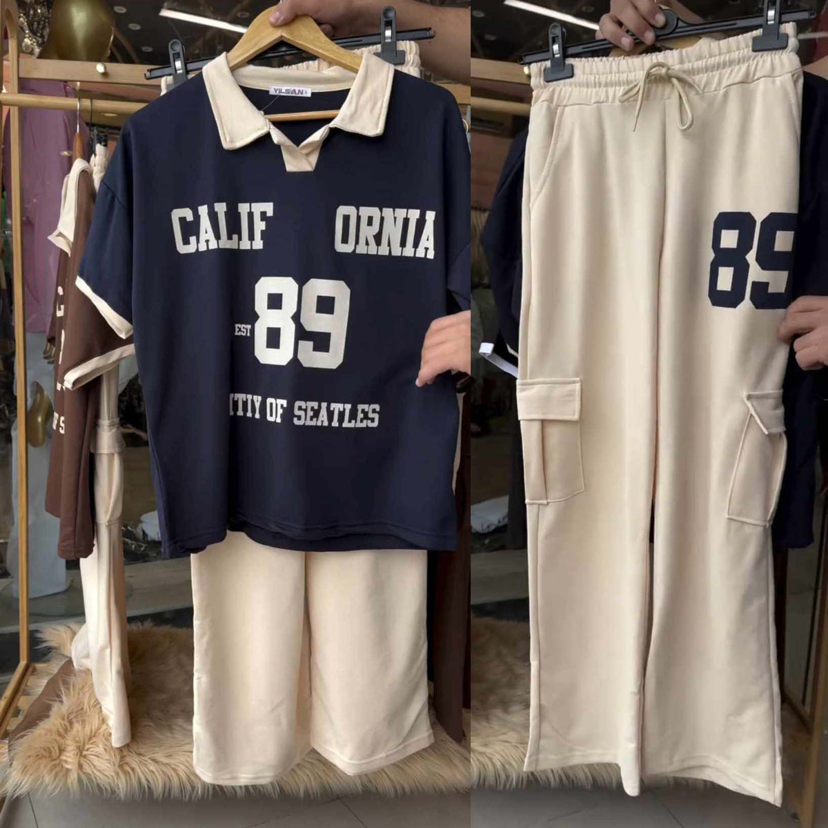 Cali-89 Collar Cargo Style Western 2-Pcs Summer Tracksuit . WSTS-05