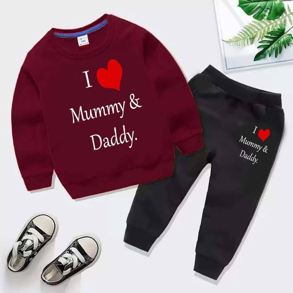 Kids Printed I love Mummy and Daddy Sweat-Shirt Style Track-Suit.