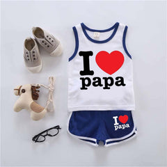 I Love PAPA Sando Style 2-Pcs Summer Suit. (SD+SH)