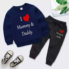 Kids Printed I love Mummy and Daddy Sweat-Shirt Style Track-Suit.