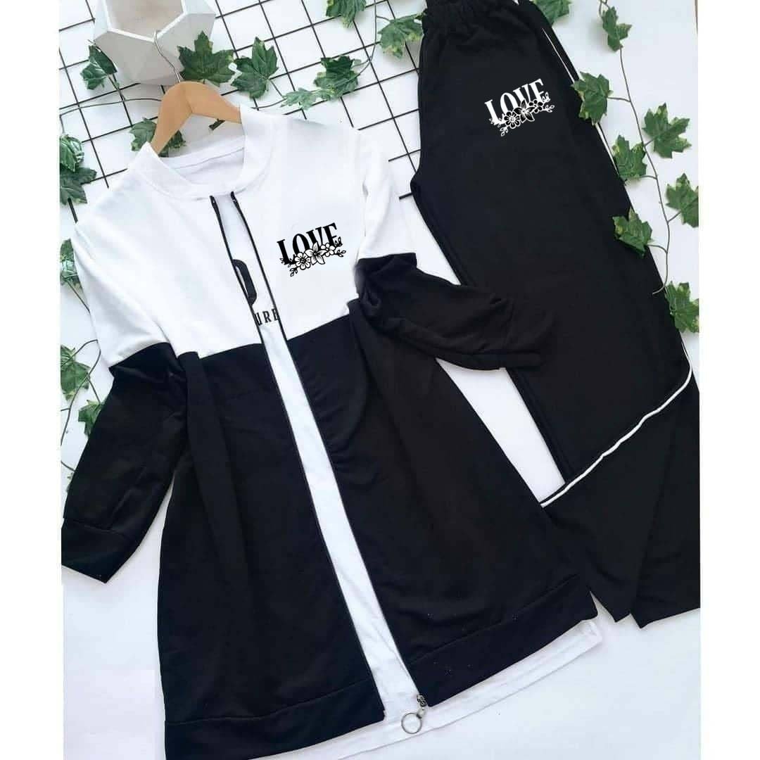 Love Printed Patch-Work Style Long Winter Tracksuit For Her.