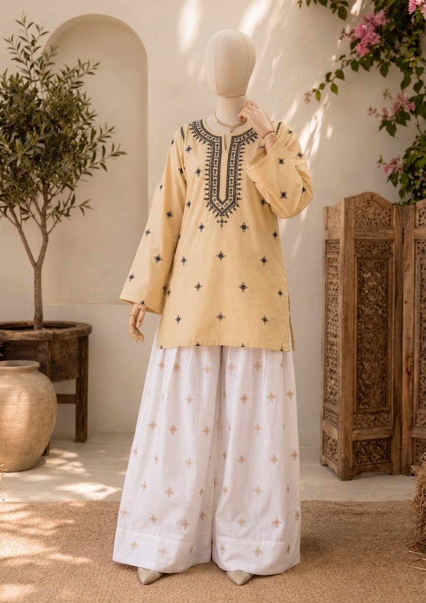 Premium Cotton Embroidery 2-pcs Suit. D3