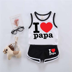 I Love PAPA Sando Style 2-Pcs Summer Suit. (SD+SH)