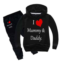 Kids I love Mummy and Daddy Printed Hoodie Style Track-Suit.