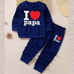 I Love PAPA Kids Sweat Style 2-Pcs Summer Suit. (FTS+TR)