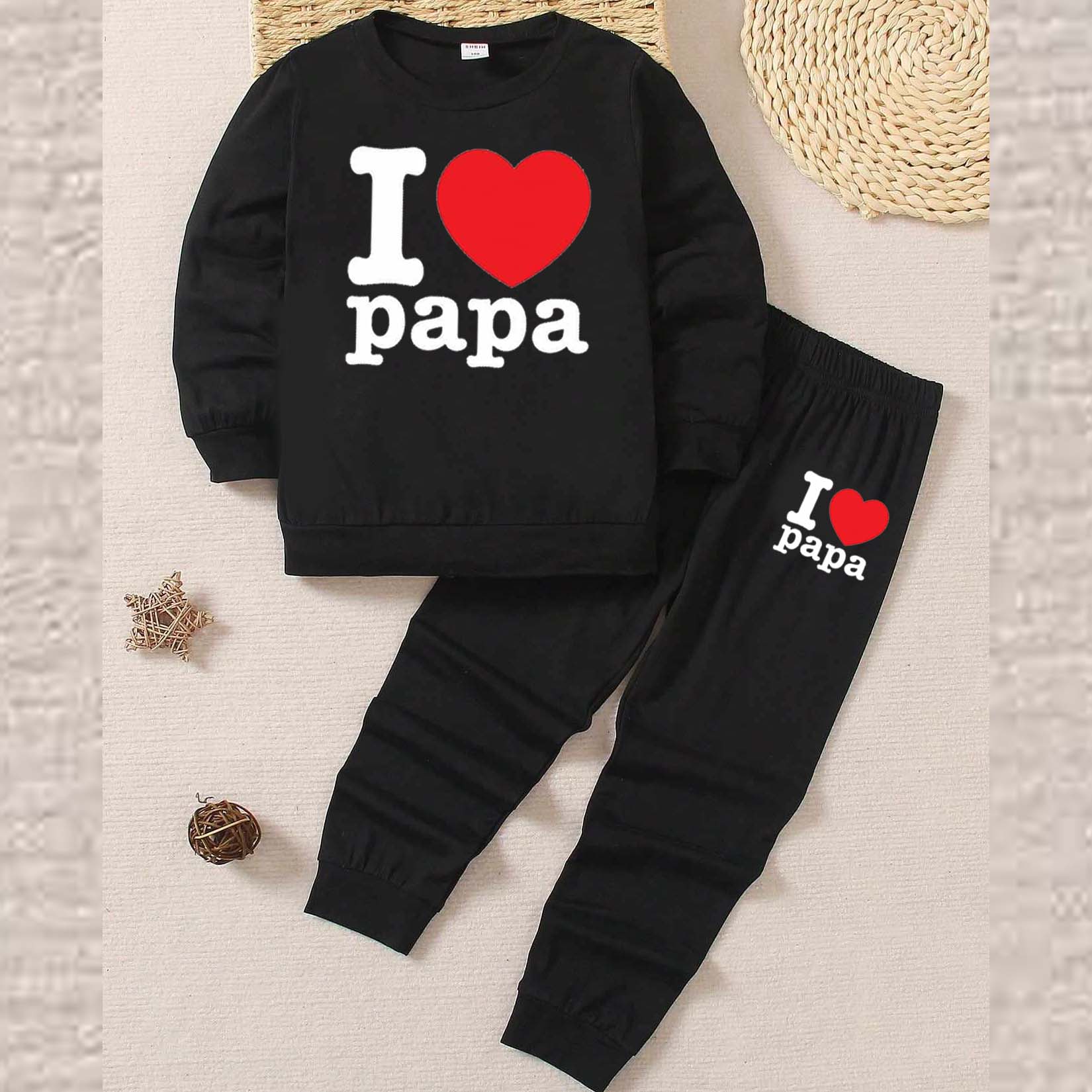 I Love PAPA Kids Sweat Style 2-Pcs Summer Suit. (FTS+TR)