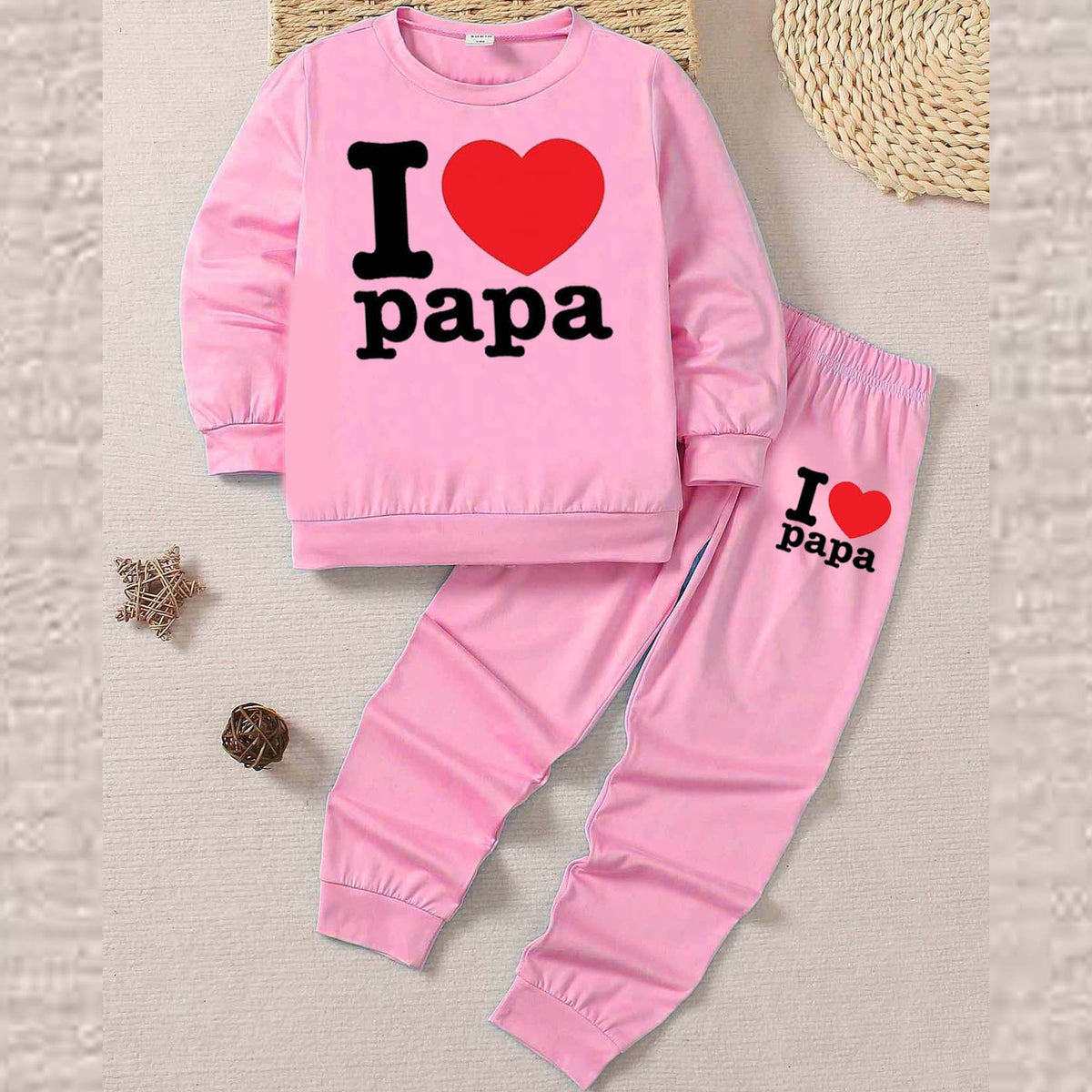 I Love PAPA Kids Sweat Style 2-Pcs Summer Suit. (FTS+TR)